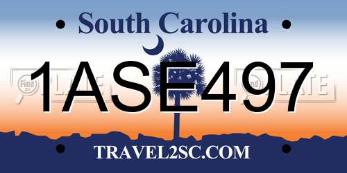 1ASE497 South Carolina License Plate