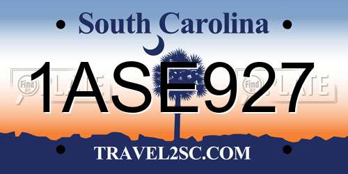 1ASE927 South Carolina License Plate