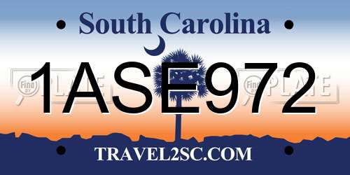 1ASE972 South Carolina License Plate