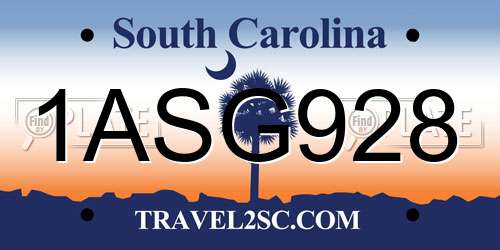 1ASG928 South Carolina License Plate