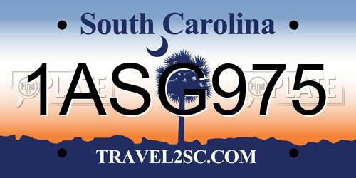 1ASG975 South Carolina License Plate