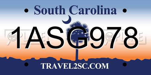 1ASG978 South Carolina License Plate