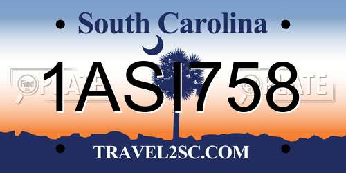 1ASI758 South Carolina License Plate
