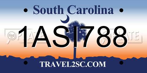 1ASI788 South Carolina License Plate