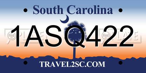 1ASQ422 South Carolina License Plate