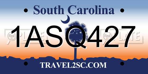 1ASQ427 South Carolina License Plate
