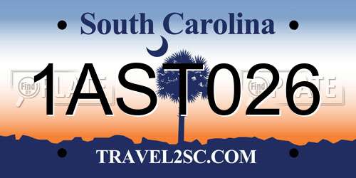 1AST026 South Carolina License Plate