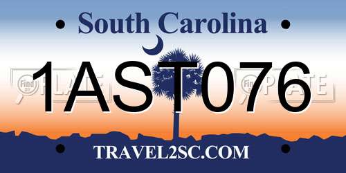 1AST076 South Carolina License Plate