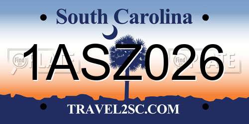 1ASZ026 South Carolina License Plate