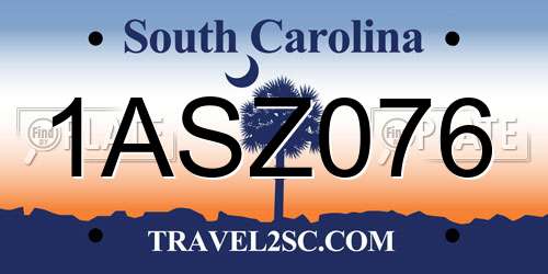 1ASZ076 South Carolina License Plate