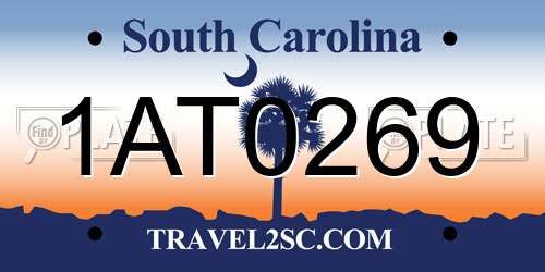 1AT0269 South Carolina License Plate