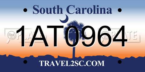 1AT0964 South Carolina License Plate