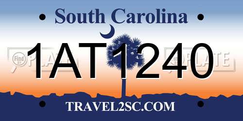 1AT1240 South Carolina License Plate