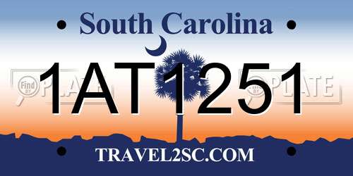 1AT1251 South Carolina License Plate