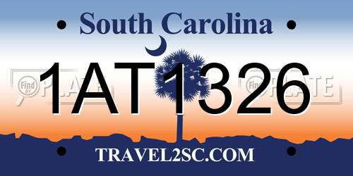 1AT1326 South Carolina License Plate