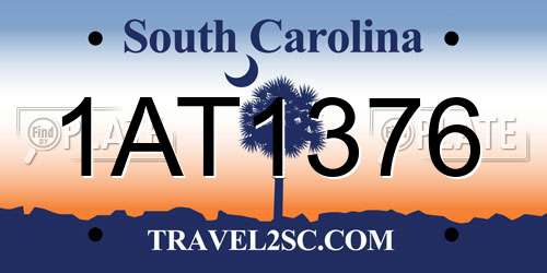 1AT1376 South Carolina License Plate