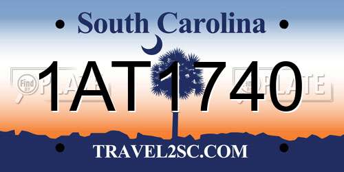 1AT1740 South Carolina License Plate