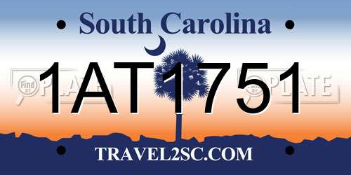 1AT1751 South Carolina License Plate
