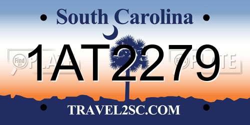 1AT2279 South Carolina License Plate