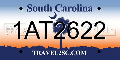1AT2622 South Carolina License Plate