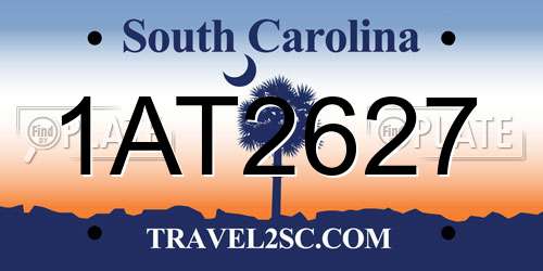 1AT2627 South Carolina License Plate