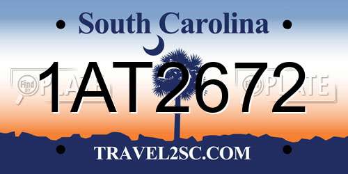 1AT2672 South Carolina License Plate