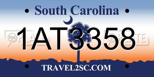 1AT3358 South Carolina License Plate