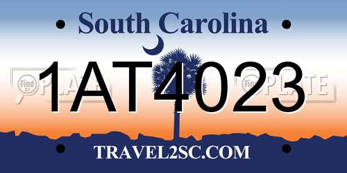 1AT4023 South Carolina License Plate