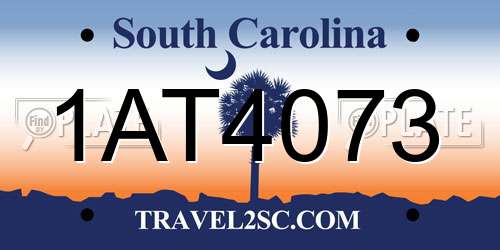 1AT4073 South Carolina License Plate