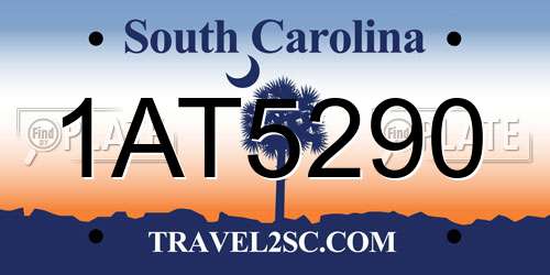 1AT5290 South Carolina License Plate