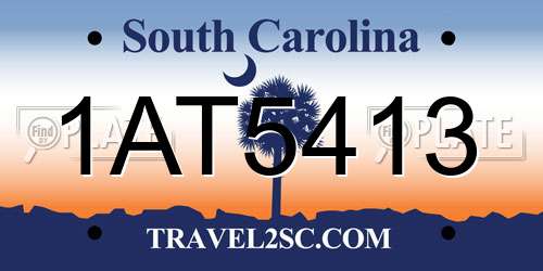 1AT5413 South Carolina License Plate