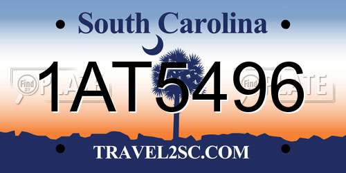 1AT5496 South Carolina License Plate