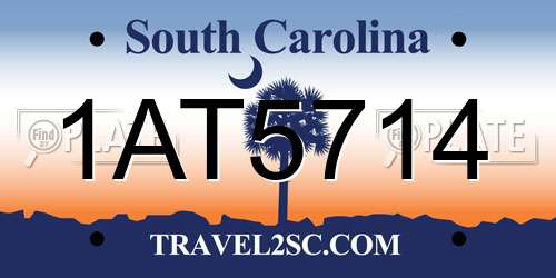 1AT5714 South Carolina License Plate