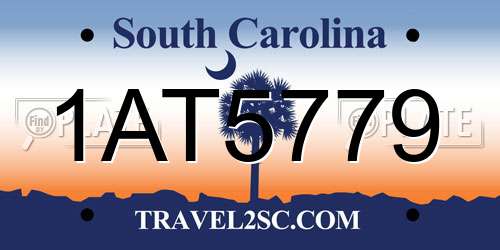 1AT5779 South Carolina License Plate