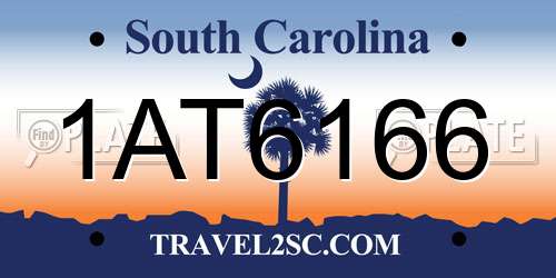 1AT6166 South Carolina License Plate