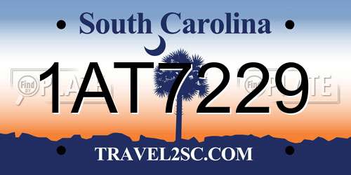 1AT7229 South Carolina License Plate