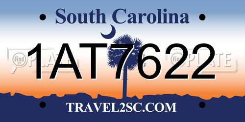 1AT7622 South Carolina License Plate