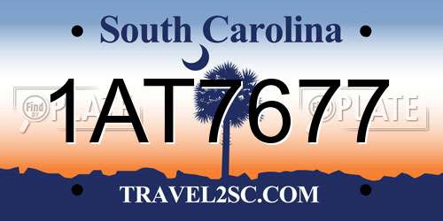 1AT7677 South Carolina License Plate