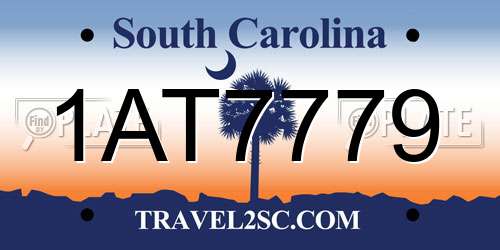 1AT7779 South Carolina License Plate