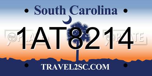 1AT8214 South Carolina License Plate