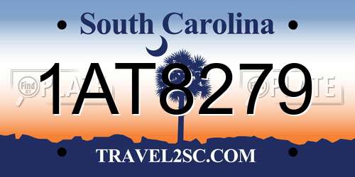 1AT8279 South Carolina License Plate