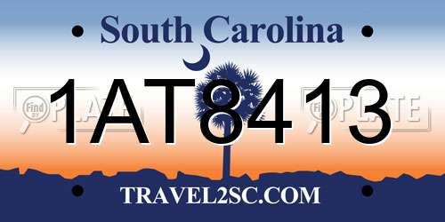 1AT8413 South Carolina License Plate