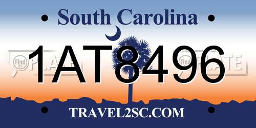 1AT8496 South Carolina License Plate
