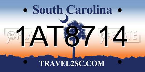1AT8714 South Carolina License Plate