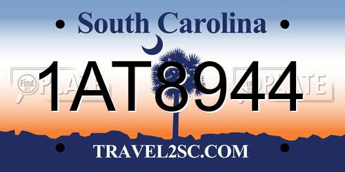 1AT8944 South Carolina License Plate