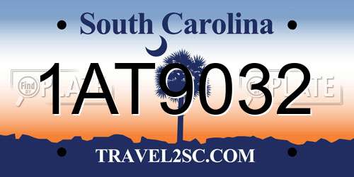 1AT9032 South Carolina License Plate