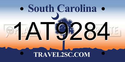 1AT9284 South Carolina License Plate
