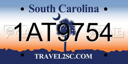 1AT9754 South Carolina License Plate