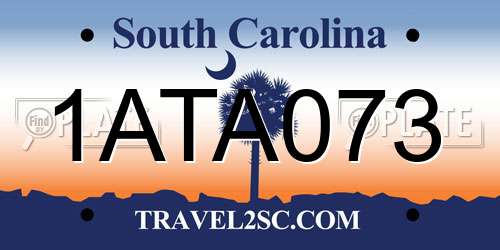 1ATA073 South Carolina License Plate