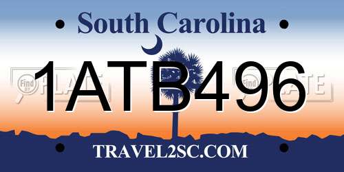 1ATB496 South Carolina License Plate